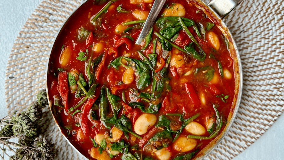 BUTTERBEANS, PIQUILLO PEPPERS & SPINACH
