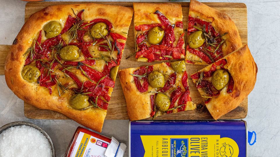 COCA DE RECAPTE WITH GORDAL OLIVES