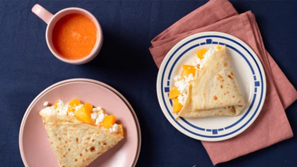 Goats Curd Cheese and Hand-Peeled Peaches Pancakes Recipe Inspiration Brindisa