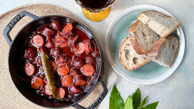 Poached chorizo in wine - Brindisa Spanish Food
