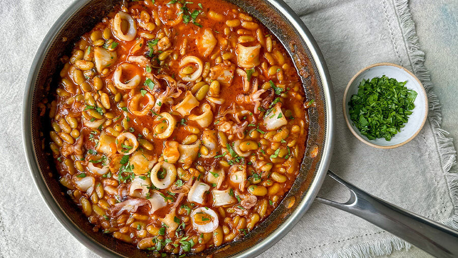Verdina beans with squid - Brindisa Spanish Foods
