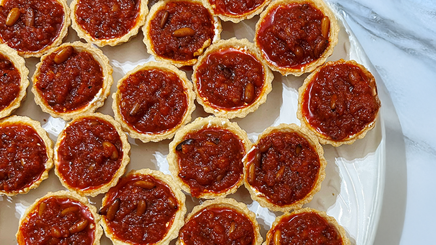 sobrasada and goat's curd tartlets