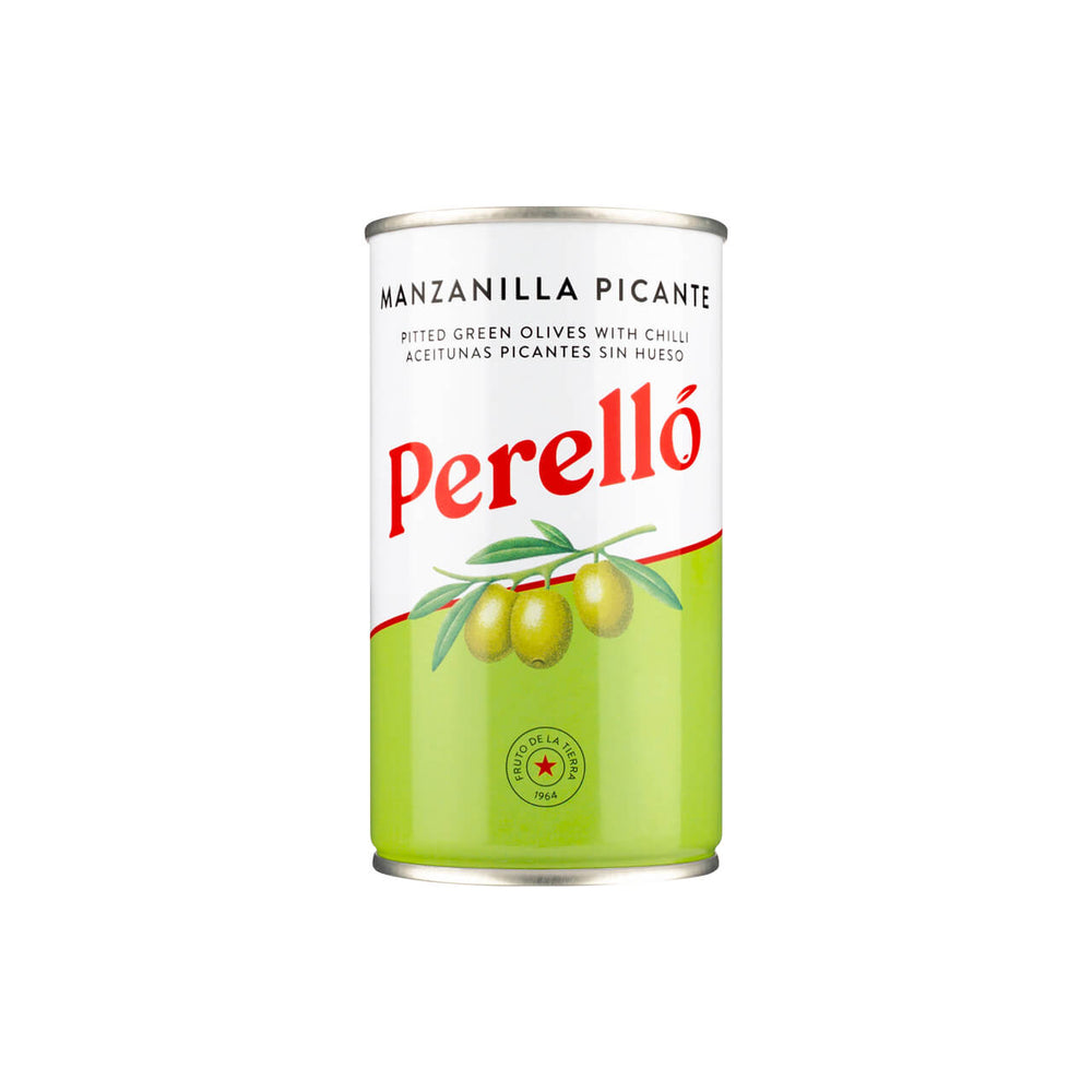 Perello Manzanilla Spicy Pitted Olives Tin 150g*