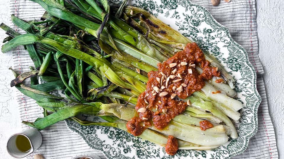 Calcots and romesco recipe inspiration Brindisa