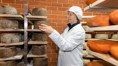 Monika in the Brindisa cheese caves in London 
