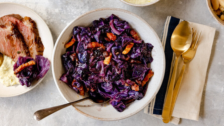 Panceta, Chestnut and Sloe Gin Braised Cabbage recipe
