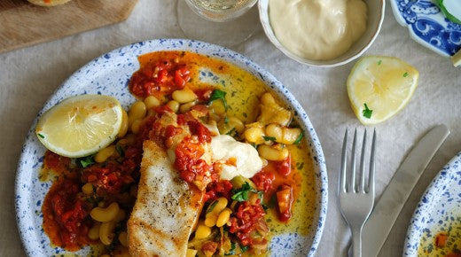 TART LONDON’S HALIBUT WITH WHITE BEANS