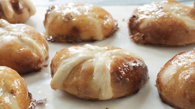 Saffron Hot Cross Bun with Orange Honey Glaze