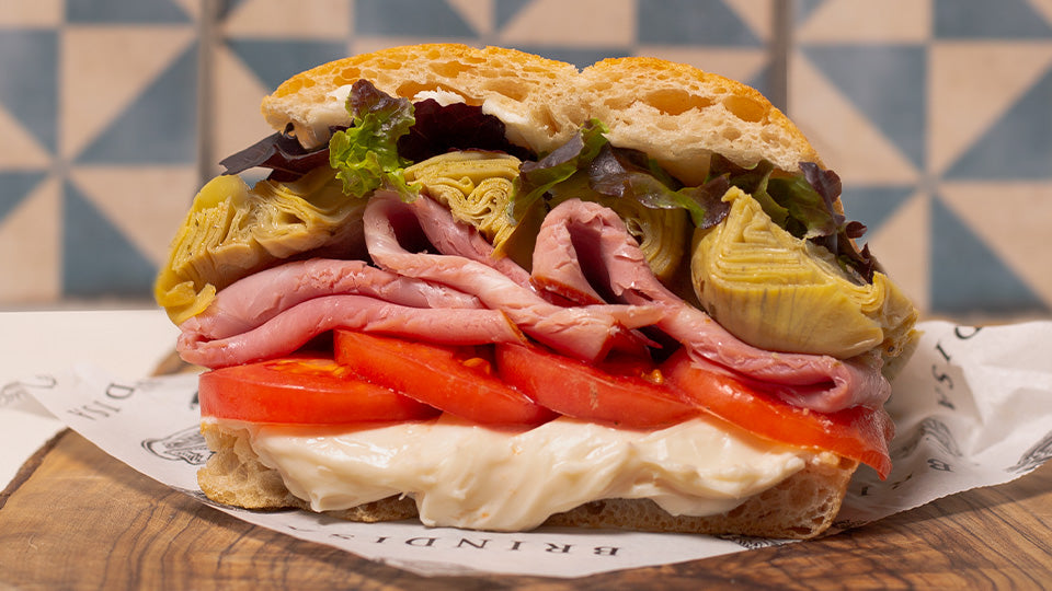TORTA DE BARROS, ROAST HAM & ARTICHOKE SANDWICH