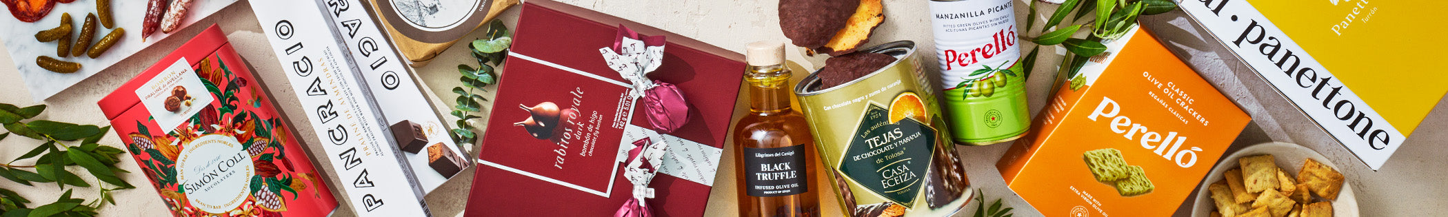 flat-lay photo of brindisa spanish foods christmas prodcuts