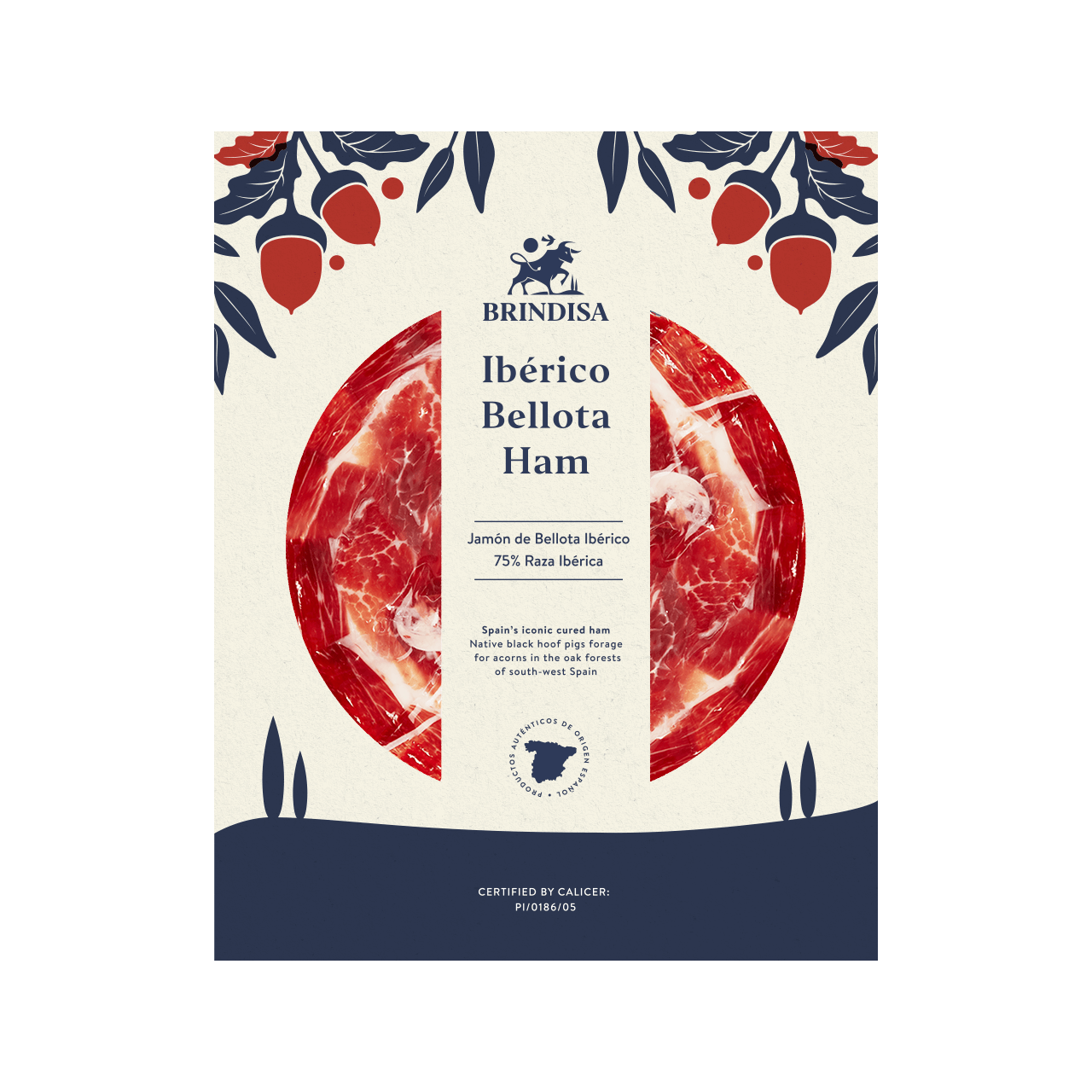Brindisa Acorn Fed 75% Iberico sliced ham 