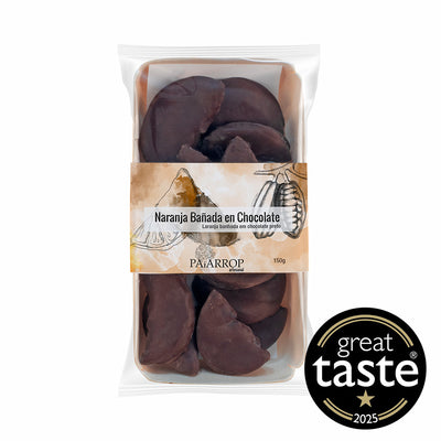 A packet of dark chocolate dipped candied orange