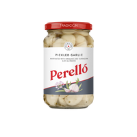 perello pickled garlic cloves in jar with red lid