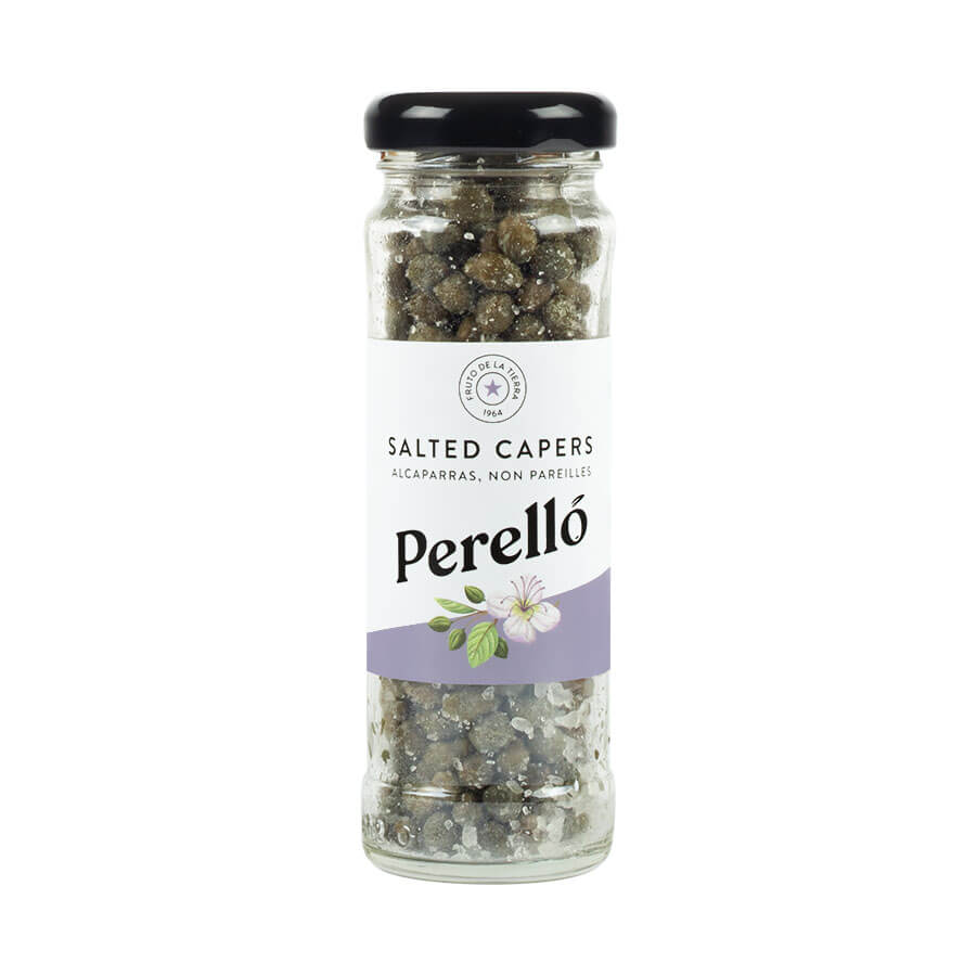 Perello Capers in salt, non pareilles, 75g jar