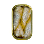 Can of pickled fish on a white background