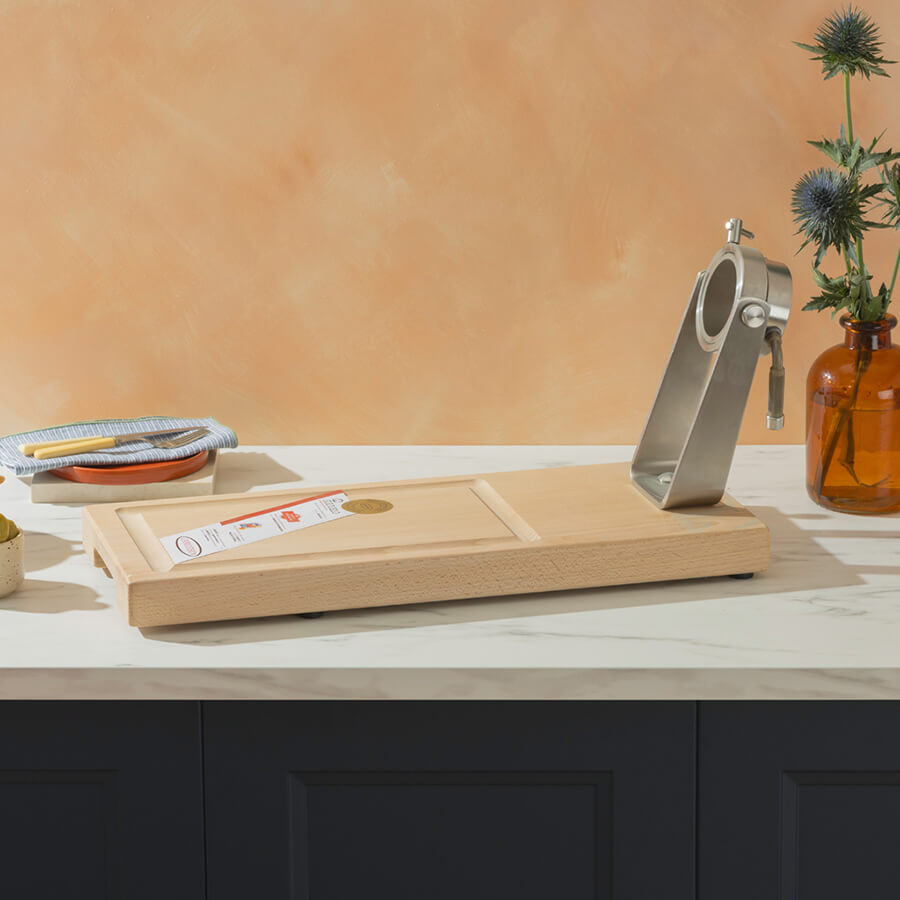 Beechwood Ham Stand on a kitchen counter