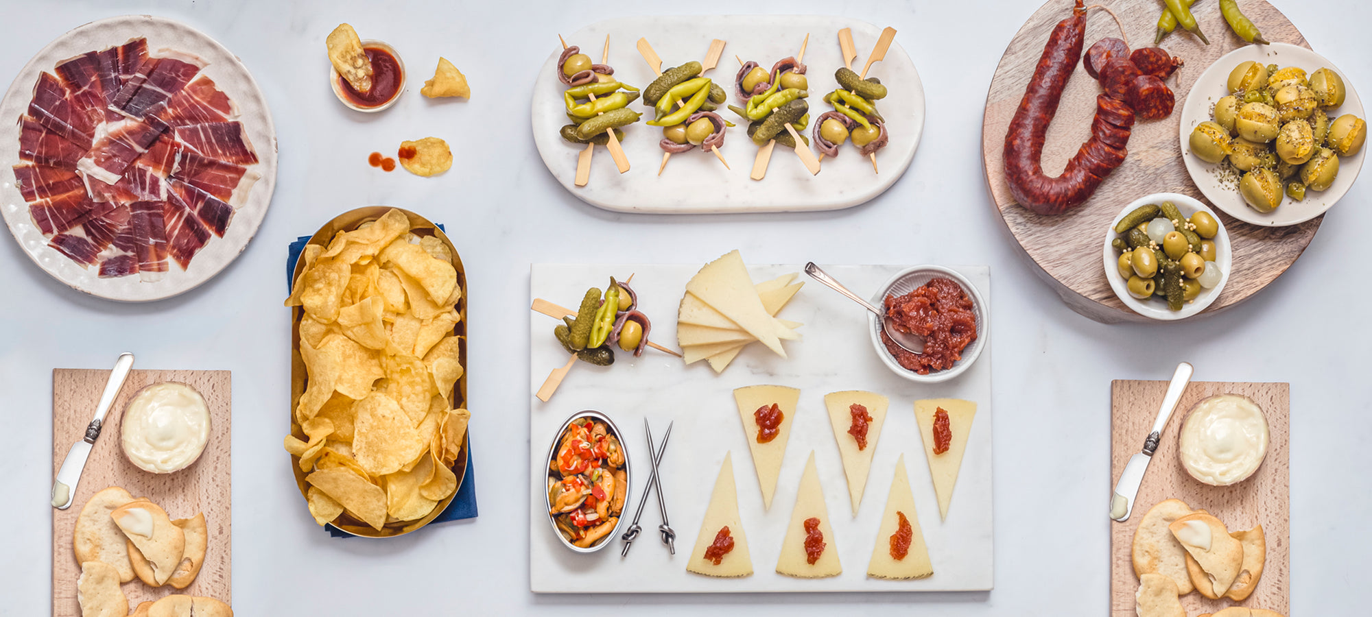 A table full of Spanish tapas 
