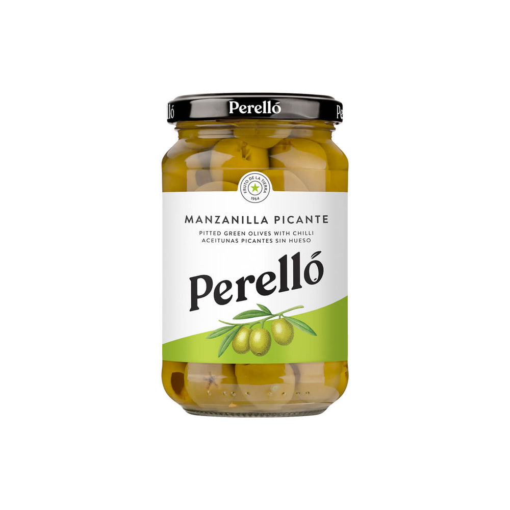 Perello Manzanilla Spicy Pitted Olives 160g